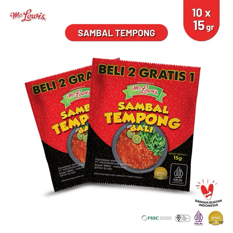 

MC LEWIS Sambel Tempong/Terasi Sachet Renceng Isi 10 Pcs