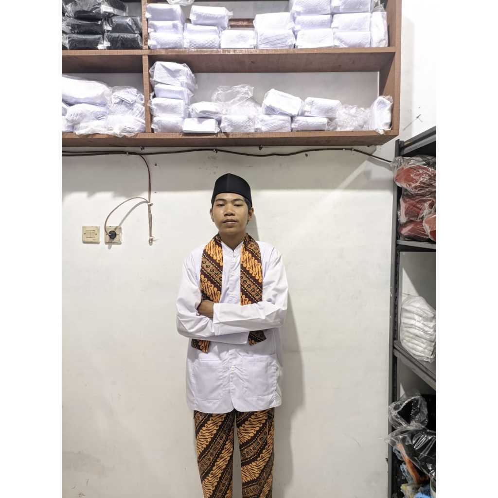 kostum batik betawi dapat CELANA BAJU KOKO CUKIN PECI HITAM anak dan dewasa