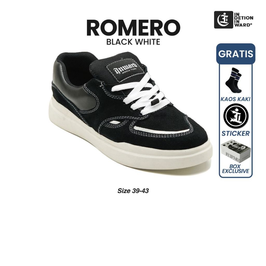 Indetion Inward - ROMERO BW Sepatu sneakers pria casual bahan suede