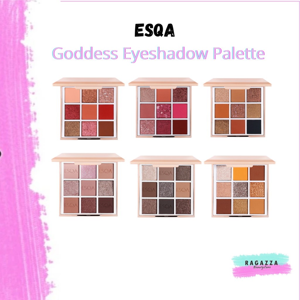 ESQA The Goddess Eyeshadow Palette 9 Warna Pink/ Peach/ Bronze/ Steel/ Mauve/ Goldie