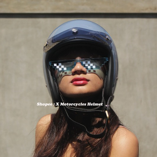 Helm Slimhead Original Dark Blue Biru - Helm Motor Custom, Vespa