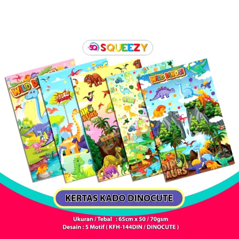 

KERTAS KADO ULANG TAHUN MOTIF LUCU / PEMBUNGKUS KADO DAN KEMASAN MOTIF DINOSAURUS