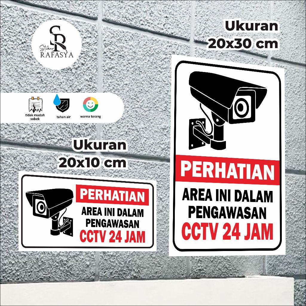 

Stiker Perhatian Area ini dalam Pengawasan CCTV | Stiker CCTV sudah di lamitasi Glosy