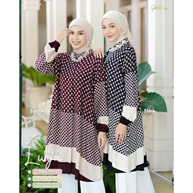 Livya Tunik by Ghaffa The Label  - atasan tunic blouse LD110 rayon motif premium busui