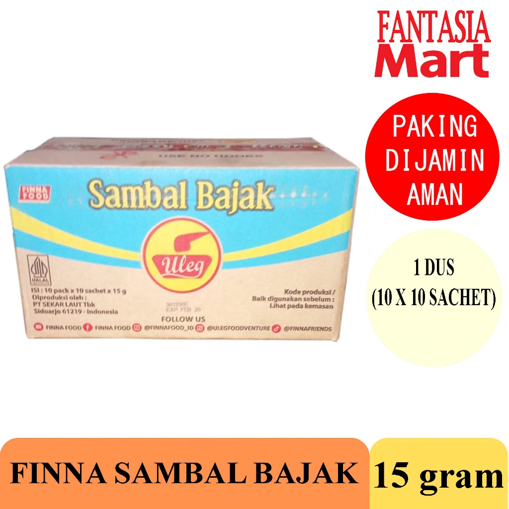 

FINNA SAMBAL BAJAK SACHET 18 GRAM DUS PER 10 PACK ISI 10X10 PCS FUN CORNER DENGAN PAKING AMAN