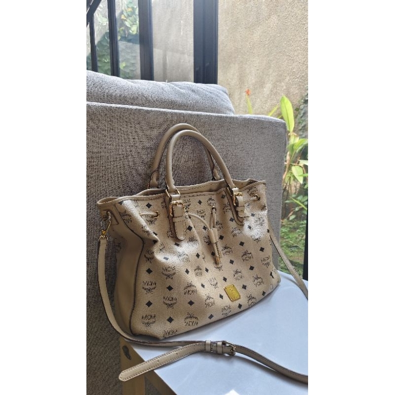 MCM Visetos Drawstring Preloved Bag