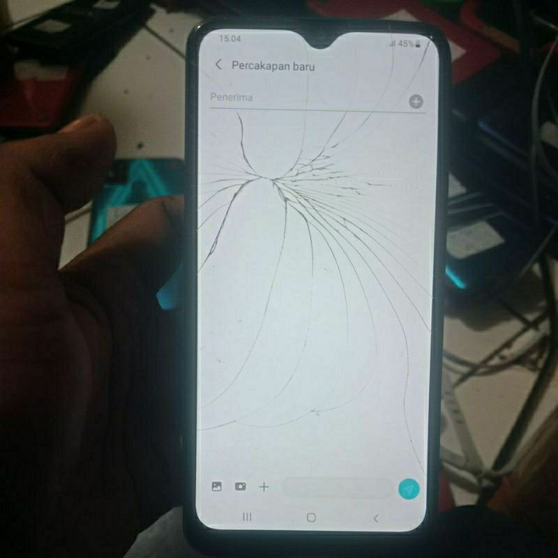 Samsung A10s Minus layar retak kondisi normal