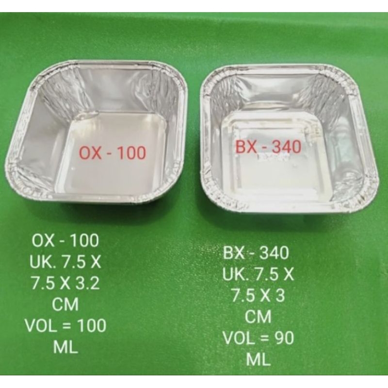 [20pcs) Aluminium Foil Cup OX 100 Tanpa Tutup