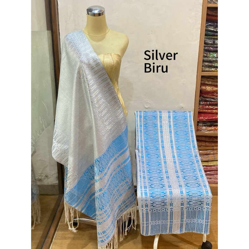 Songket Tumtuman Tanpa Sambungan Warna Biru Pink Hijau Ungu Merah