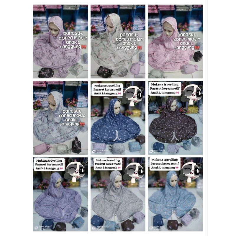 mukena ANAK L TANGGUNG ❣️mukena travelling PARASUT KOREA MOTIF terusan lajuran termurah bisa COD
