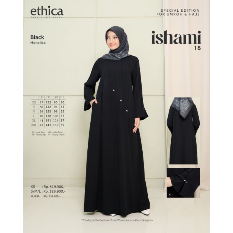 GAMIS ISHAMI 18 HITAM BY ETHICA, GAMIS HITAM ETHICA, GAMIS HITAM PREMIUM