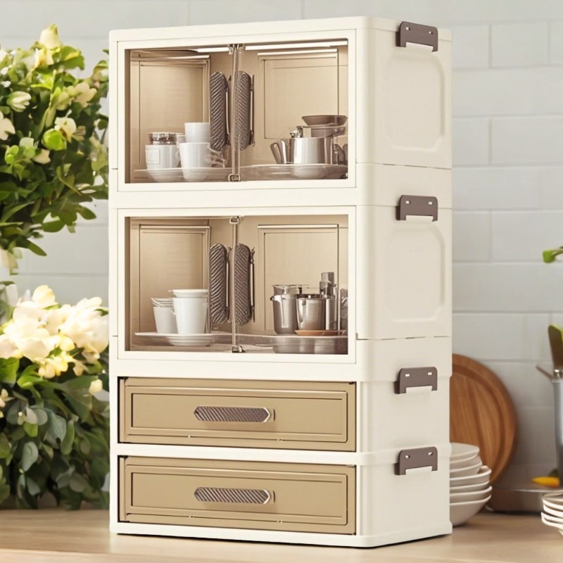 Kotak penyimpanan kosmetik desktop tahan debu dengan laci, meja rias, lemari rak penyimpanan masker