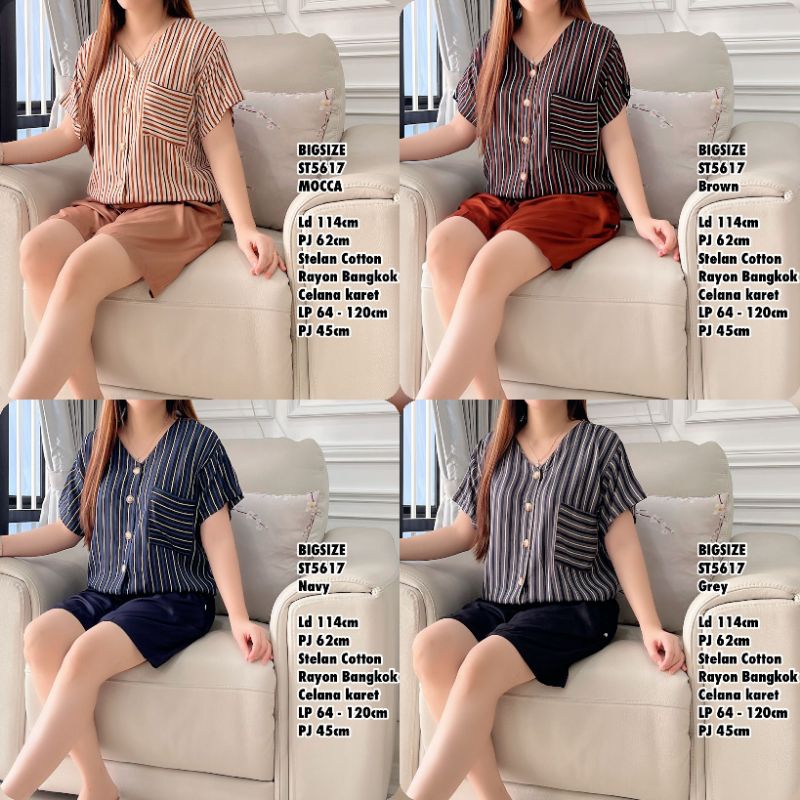 Setelan ST5617 Set Salur Cotton Rayon Bangkok - GO