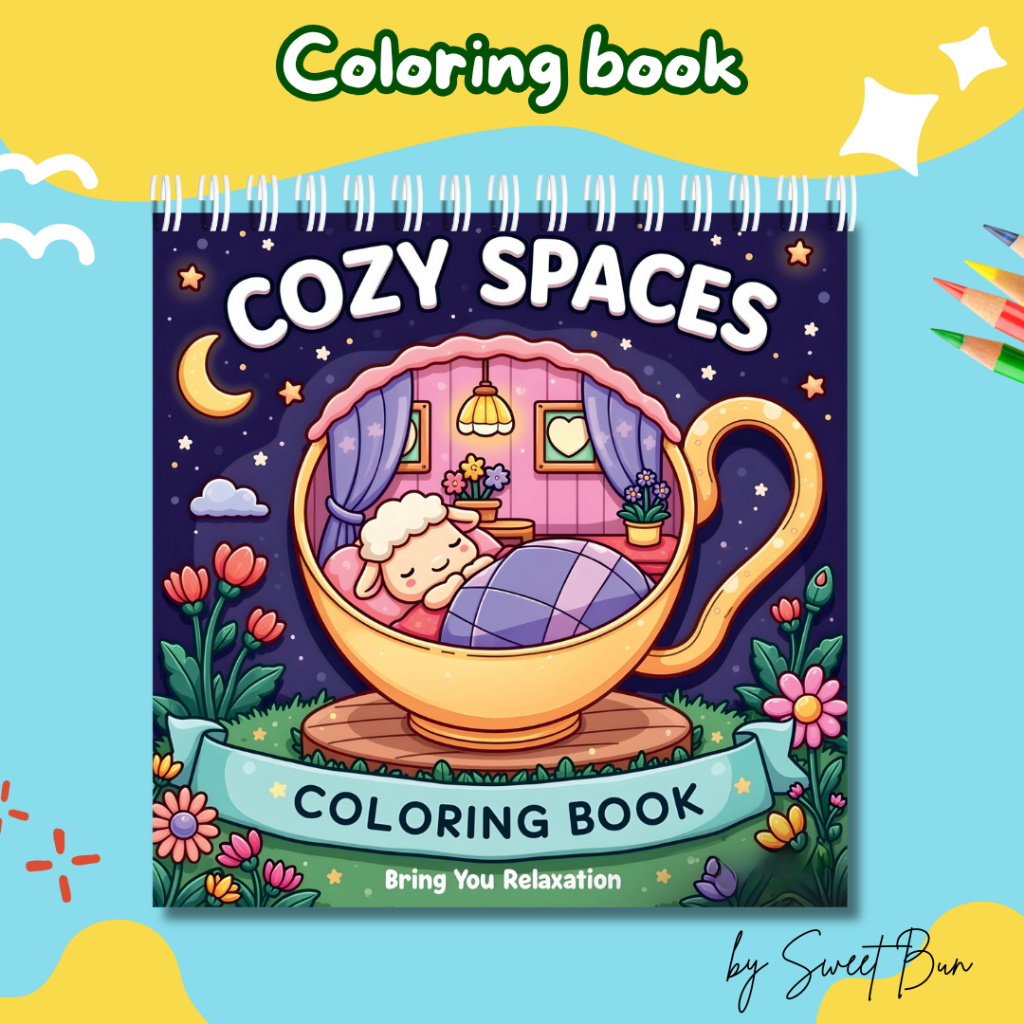 

Buku Mewarnai Anak Remaja Dewasa - Cozy Spaces Coloring Book