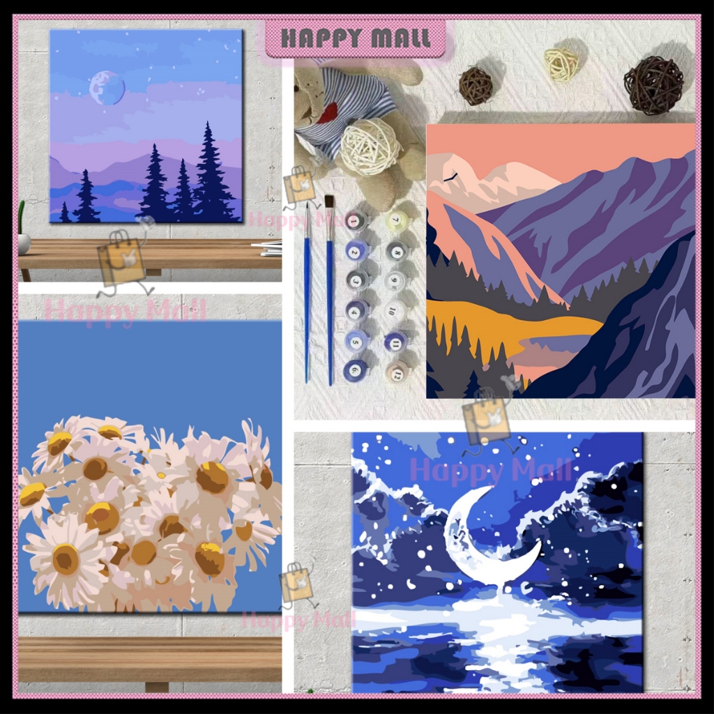 

【READY STOCK-COD】20x20cm DIY Paint by Number KIT / Set Alat Lukis / Frame Digital Painting Landscape / Hadiah