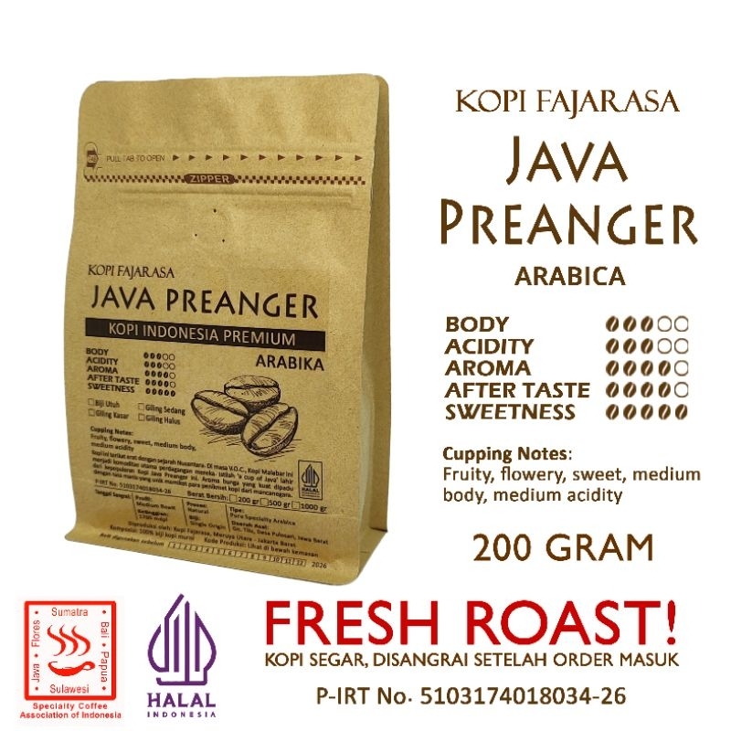 

Kopi Fajarasa Java Preanger Malabar Biji Kopi Arabica 200 gram