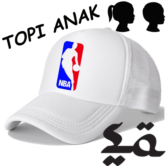 Topi trucker jaring jala anak laki laki perempuan nba logo 1