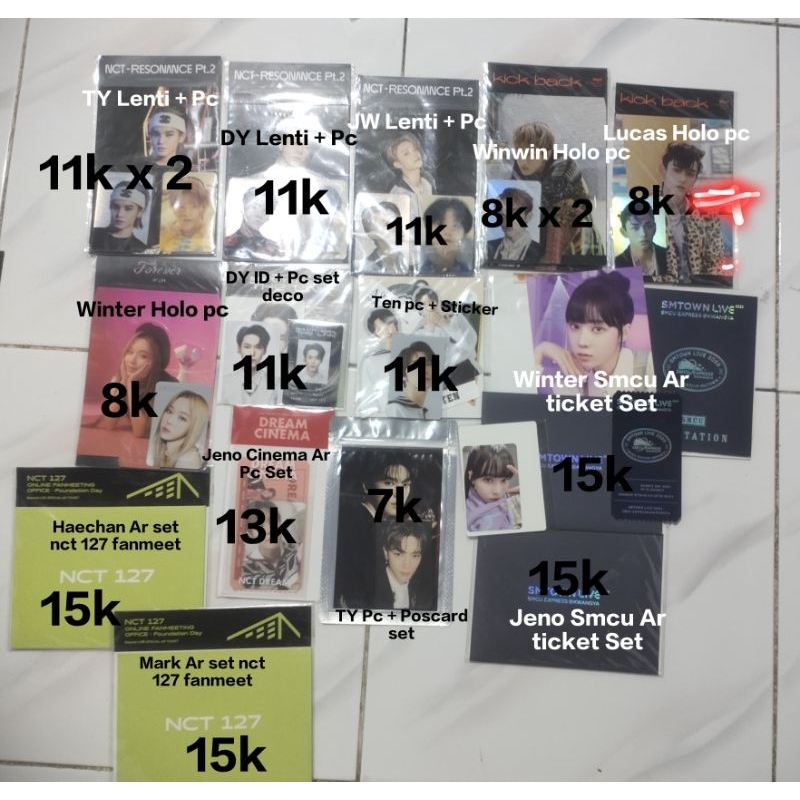 (Baca Desc) Ar Ticket, Photocard, Lenticular, & Hologram Set NCT/AESPA/WayV Photocard & Lenti Taeyon