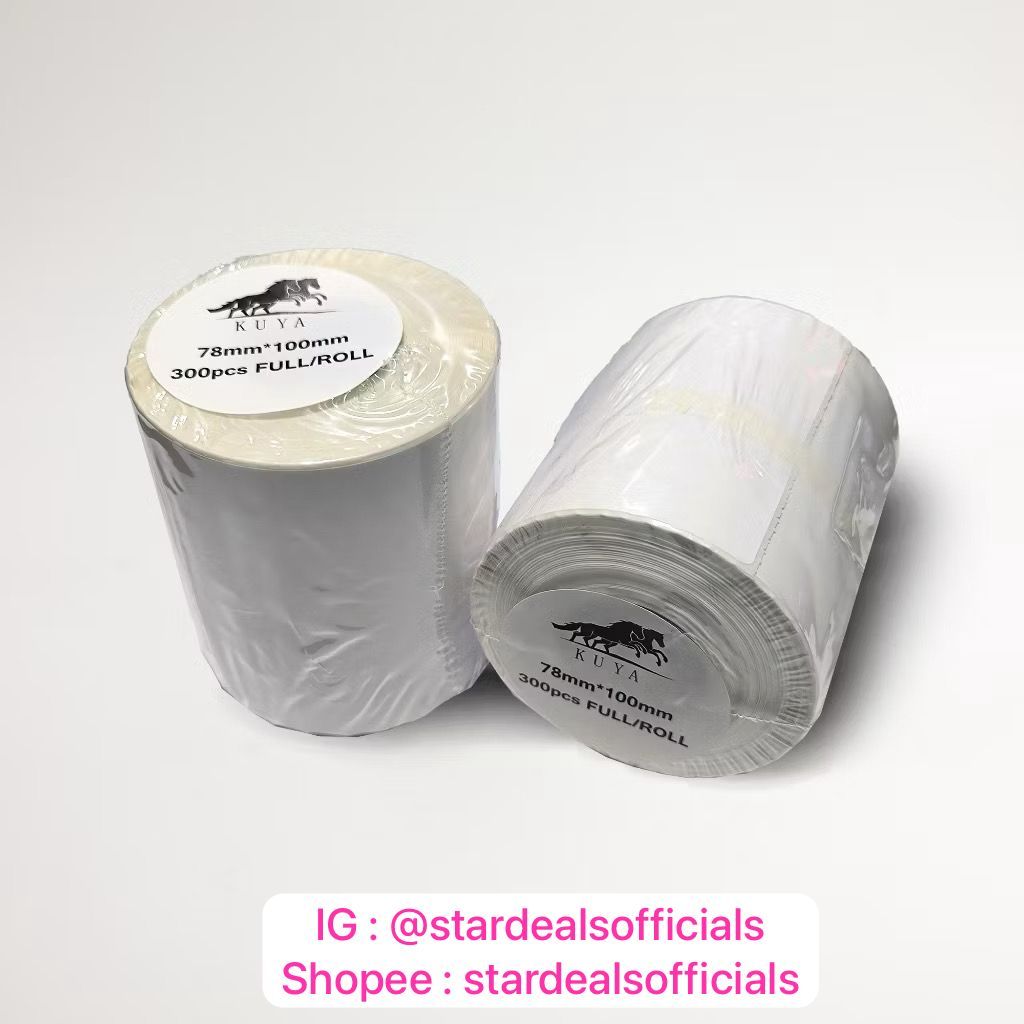 

Label Sticker Thermal uk 78x100mm kertas thermal label thermal printer uk 80x 100 Stiker isi 300pcs