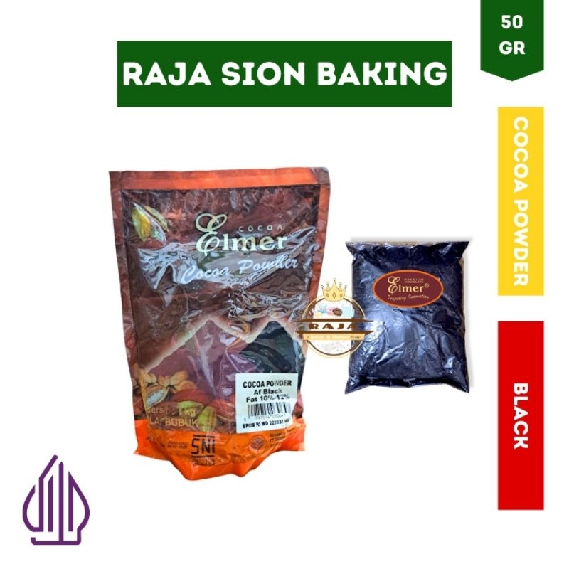

Elmer African BLACK Cokelat Bubuk 50gr / Cocoa Powder Fat 10 - 12%