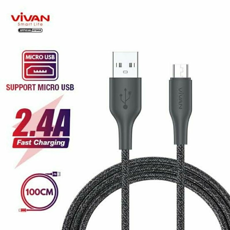 KABEL DATA Micro USB VIVAN FM100S Spring 100cm Android Fast charger