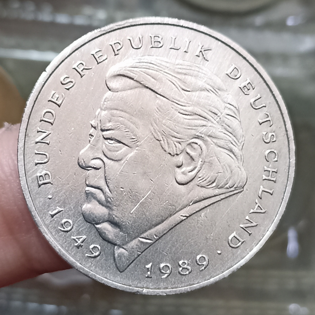 Koin Kuno Jerman 2 Deutsche Mark Franz Josef Strauss
