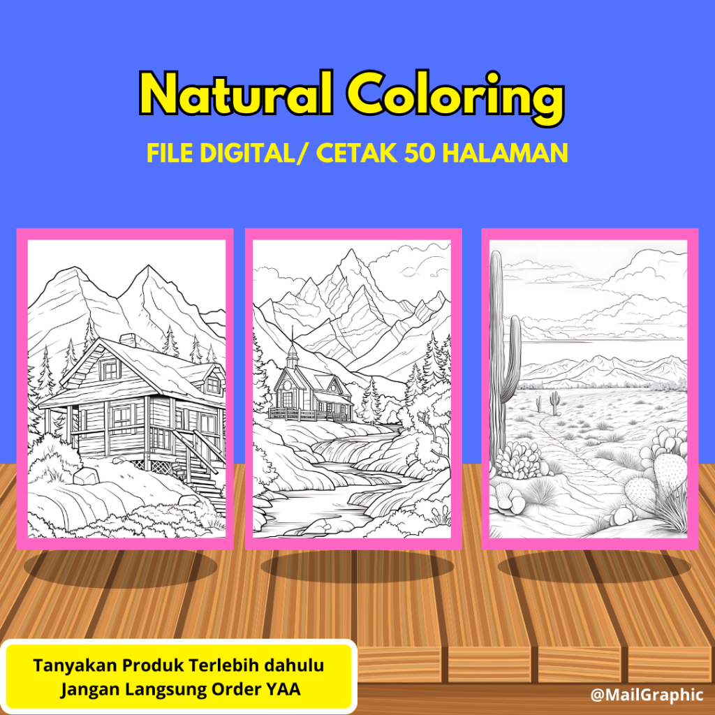

50 lembar Kertas Mewarnai A5 Cetak atau Digital