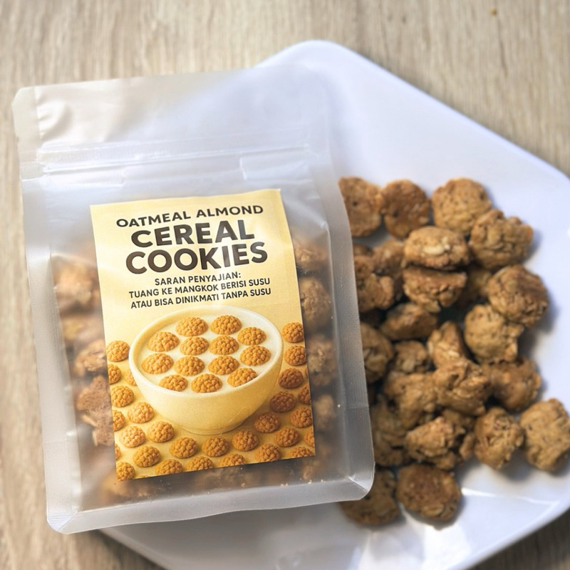 

MunchCrisp Oatmeal ALMOND Cereal Cookies 135gr - Crunchy Cereal Cookies - Cookies untuk Sarapan Brunch dan Midnight Snack