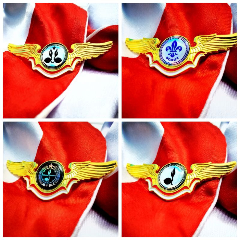 Wing logam pramuka umum hologram fiberglass terbaru, penggalang, penegak, pandega, pembina