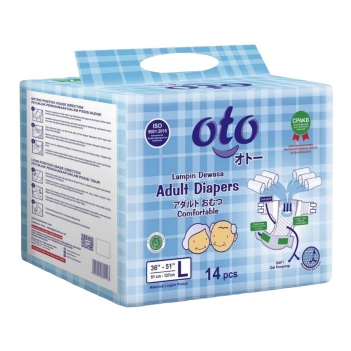 Oto Adult Diapers Pampers Dewasa Perekat L14