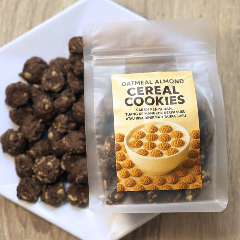 

MunchCrisp Oatmeal Almond Chocolate Cereal Cookies 135gr - Crunchy Cereal Cookies - Cookies Sarapan Brunch dan Camilan Midnight Snack