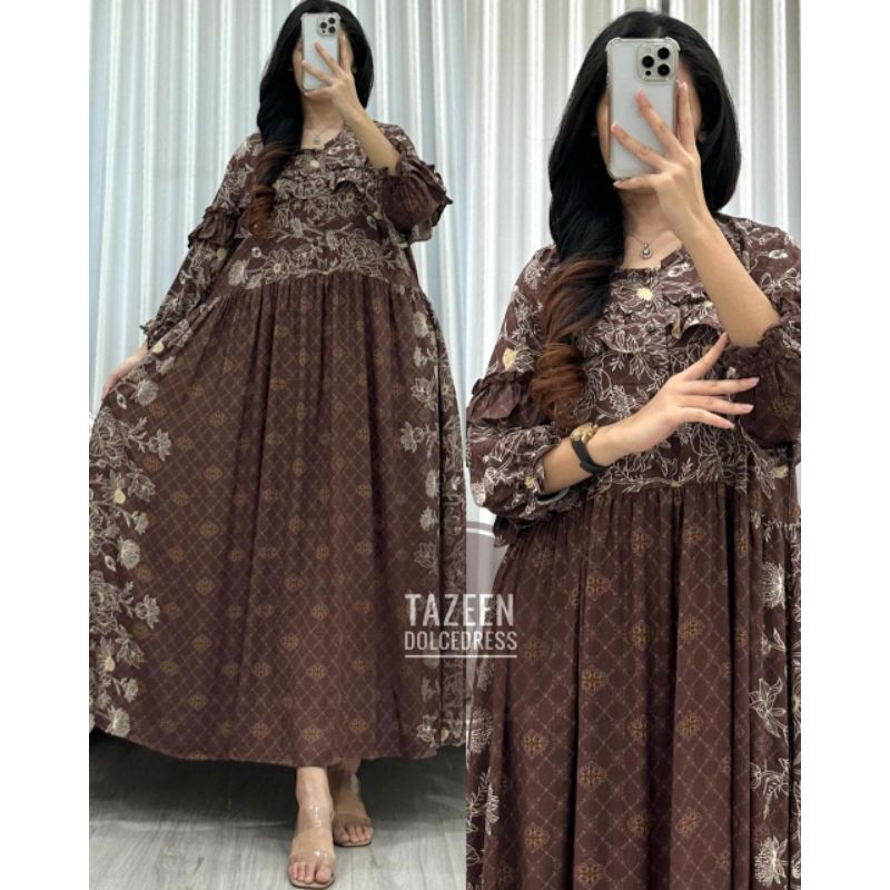 Dress Tazeen Rayon Premium Kekinian Busui Wudhu Friendly Baju Gamis Hamil