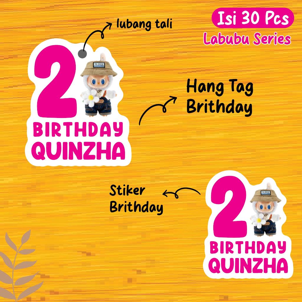 

Cetak (30pcs)cetak Hang tag & stiker ulang tahun karakter LABUBU/label tag ulang tahun murah/hang tag ulang tahun/tag souvenir ulang tahun/stiker nama ualang tahun/diecut stiker