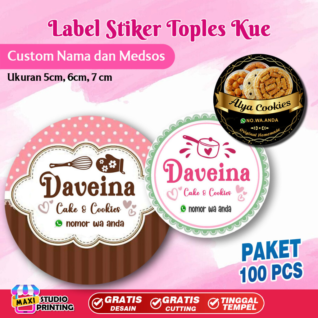 

Sticker Label Kemasan Kue|Stiker Custom Logo Jualan Makanan|Cetak Sticker Kemasan Brand Free Design