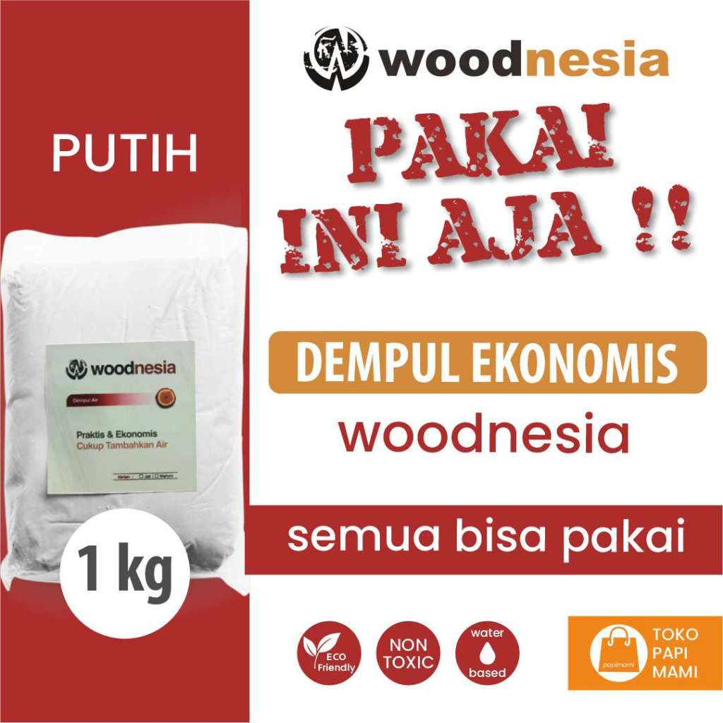 Dempul Kayu warna Putih MURAH 1KG WOODNESIA Dempul Kayu Putih LARIS Langsung Pakai Cukup Tambah Air