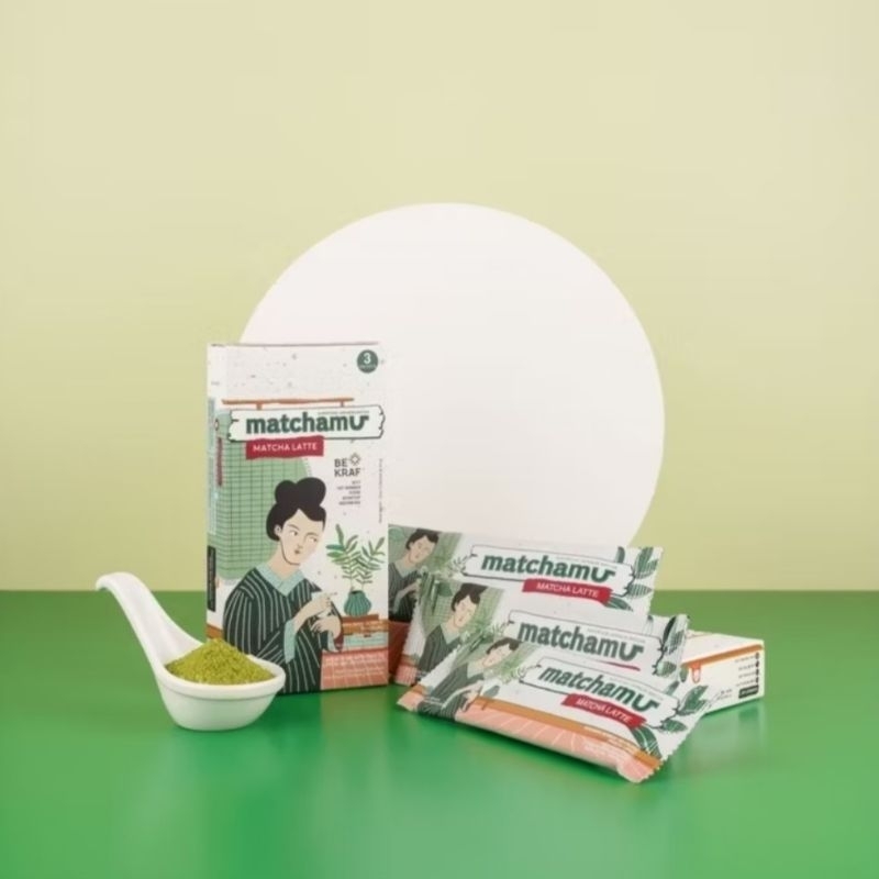 Matchamu Matcha Latte Box isi 3 Sachet Minuman Bubuk Green Tea Latte Premium