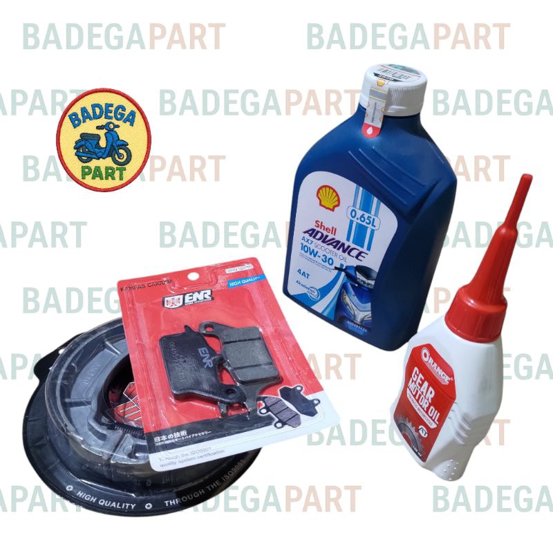 paket kampas rem depan belakang/oli mesin/oli gardan Vario 125/150