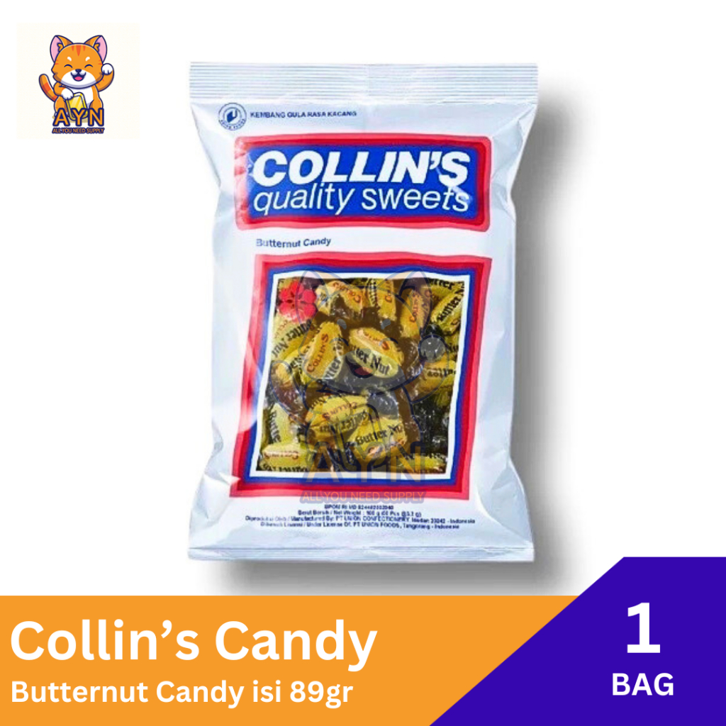 

Permen Kacang Collins Collin's Butternut Candy 89 gr [ 1 bag ]