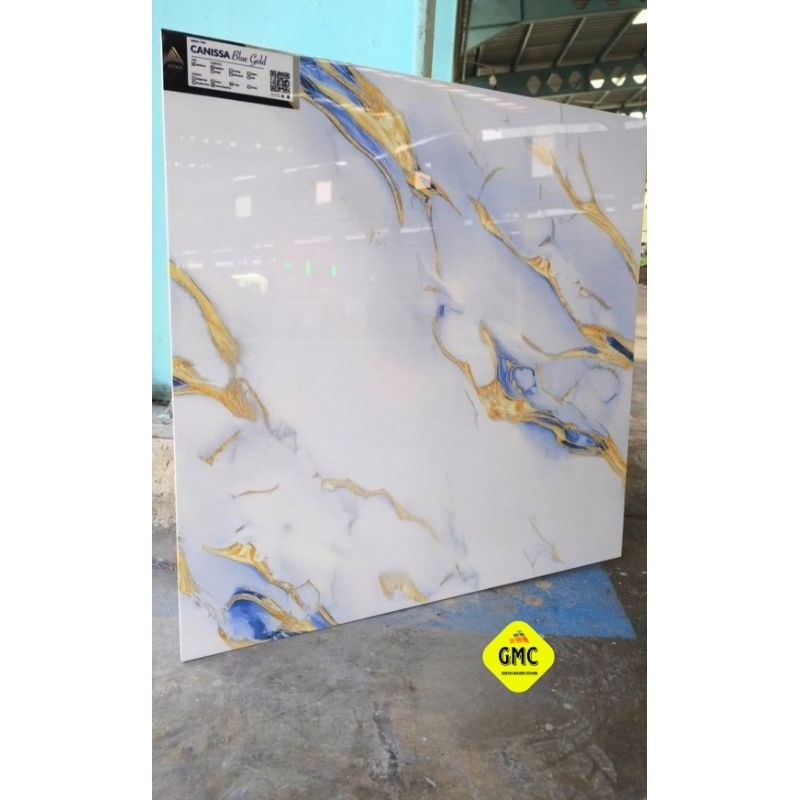 GRANIT 60x60 GLOSSY MOTIF CARARA GOLD | ARNA CANNISA BLUE GOLD KW1 EXPORT