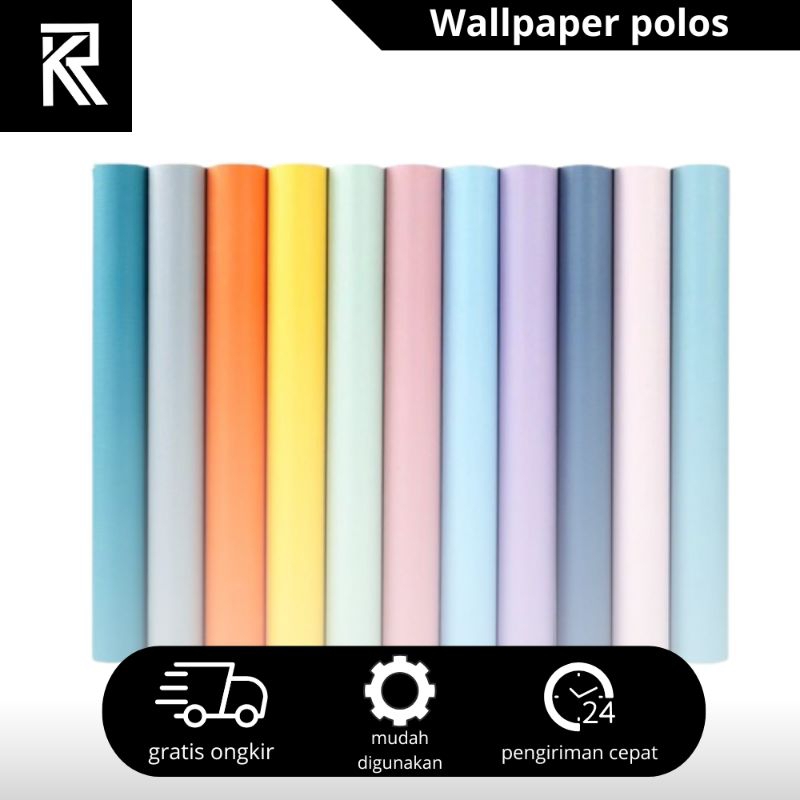 Wallpaper stiker dinding murah wallpaper dinding motif polos hitam putih coklat pink abu merah biru 