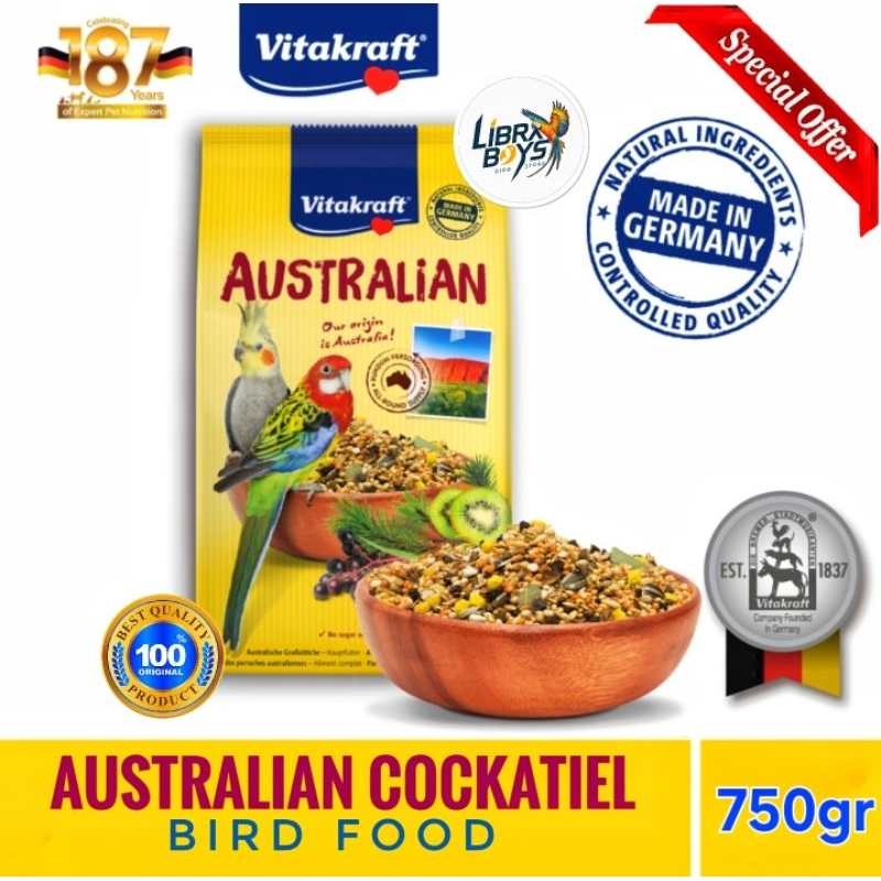 VITAKRAFT AUSTRALIAN COCKATIEL Makanan Harian Burung Falk Conure Nuri Betet Rosella Kakatua Australi