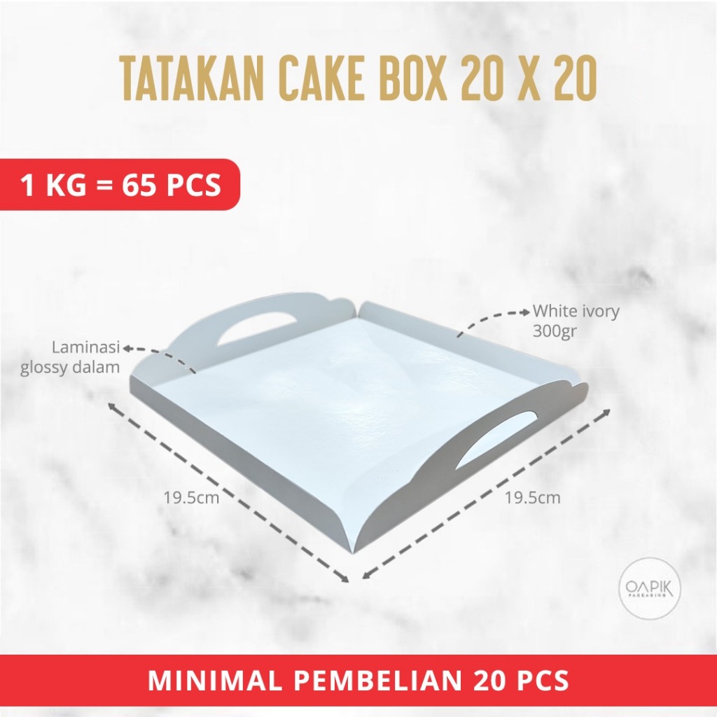 

TATAKAN CAKE BOX 20 x 20, ALAS CAKE LAMINASI, CAKE BOARD