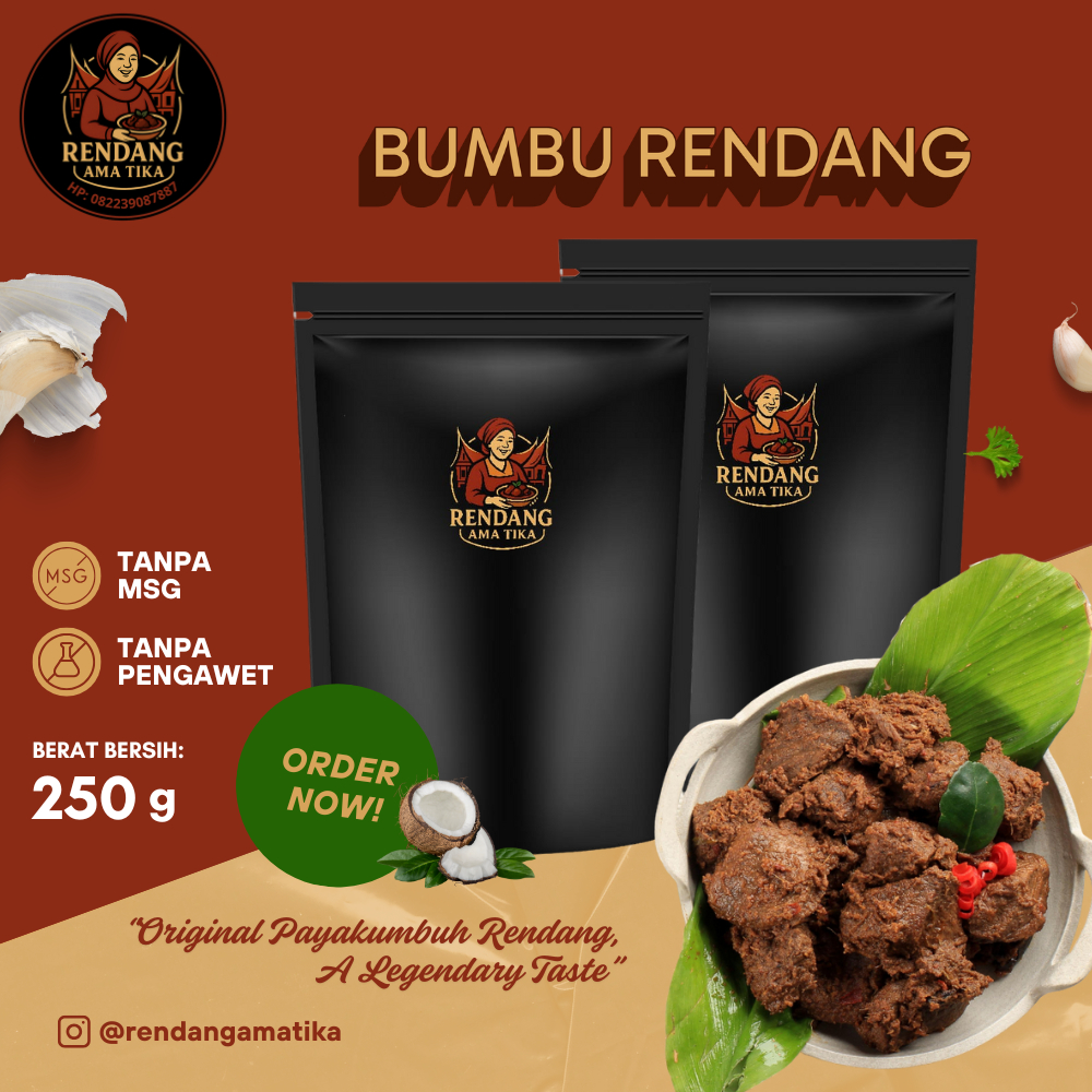 

Rendang Ama Tika - Bumbu Rendang Siap Saji | Autentik Minang, Tanpa Pengawet