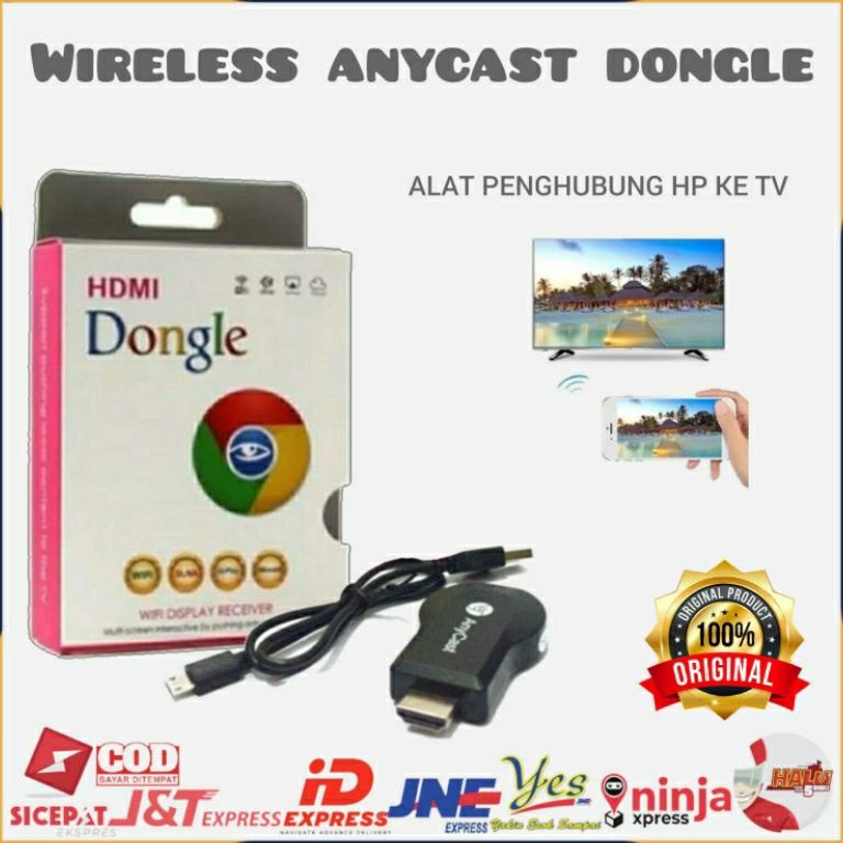 55SIAP KIRIM COD WIRELESS ANYCAST DONGLE  ALAT PENYAMBUNG HP KE TV  MIRACAST ANYCASH DONGEL WIFI  PE