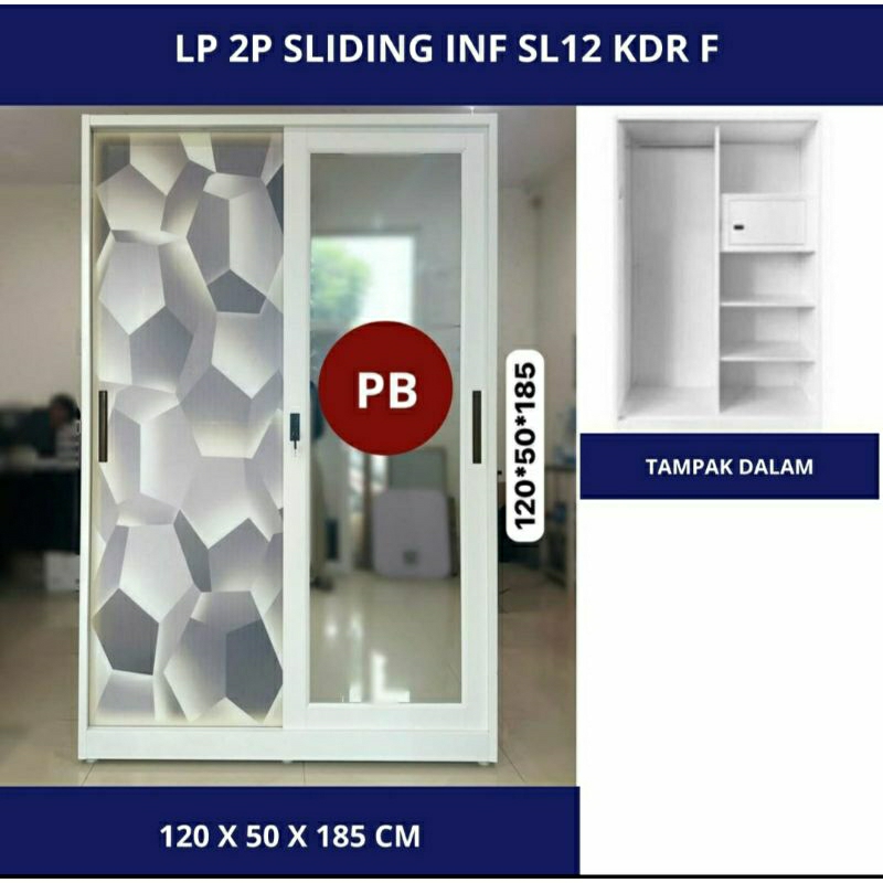 LEMARI PAKAIAN SLIDING PLAT 2 PINTU/LEMARI PLAT BESI 2 PINTU SLIDING/LEMARI SLIDING 2 PINTU FULL BES