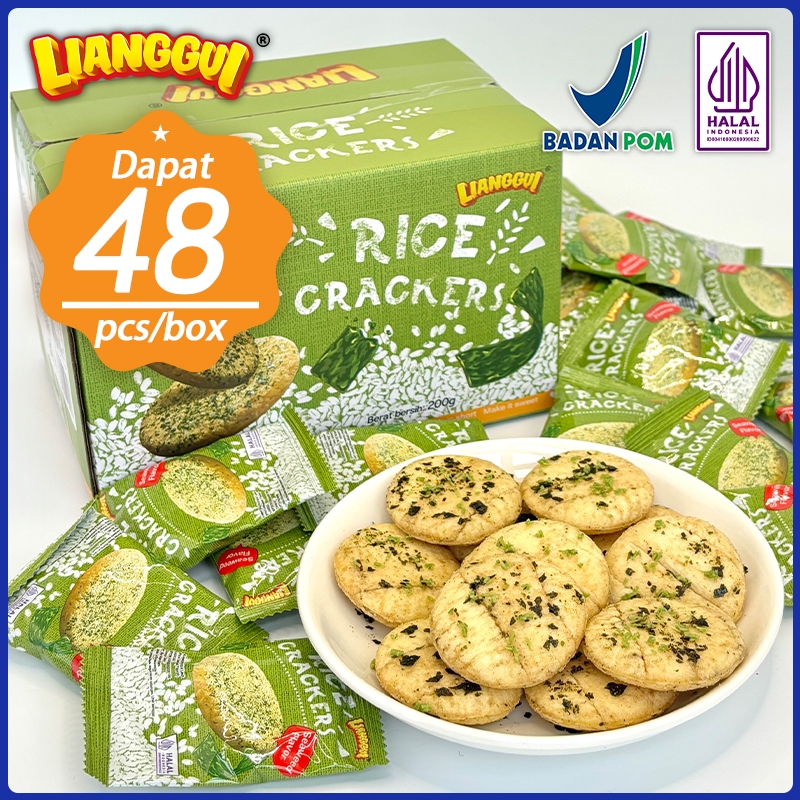 

Lianggui - rice Crackers 96pcs beras biskuit Cemilan Renyah Rasa Seaweed Cocok untuk Keluarga