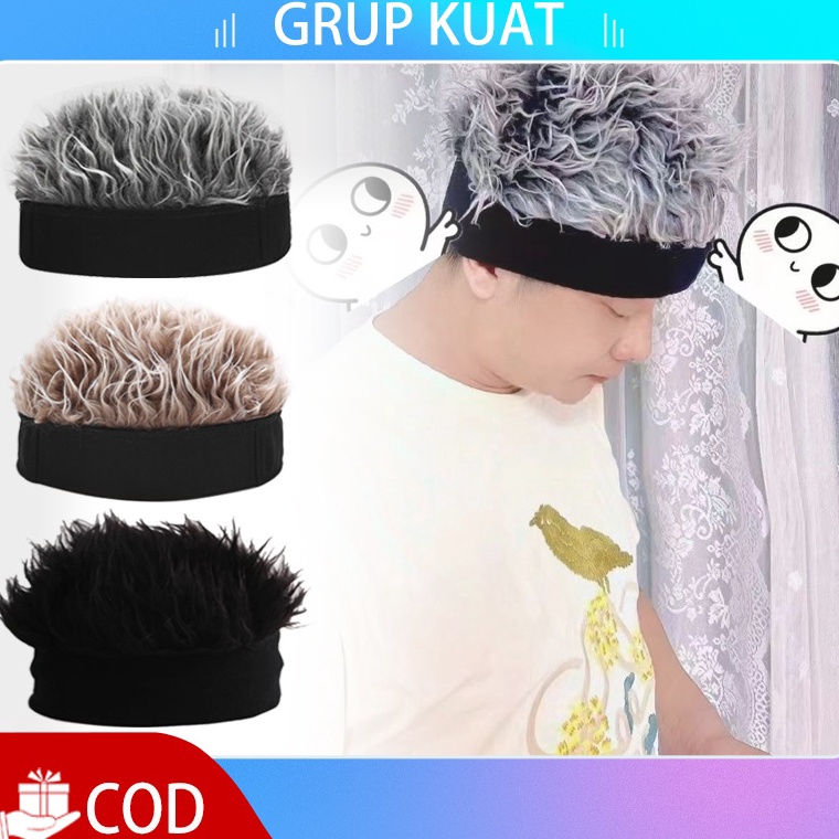 55TERPERCAYA Topi Wig Pria Topi Unik Wig Rambut Cosplay Topi Pria Wanita Rambut Palsu Topi Wig Rambu