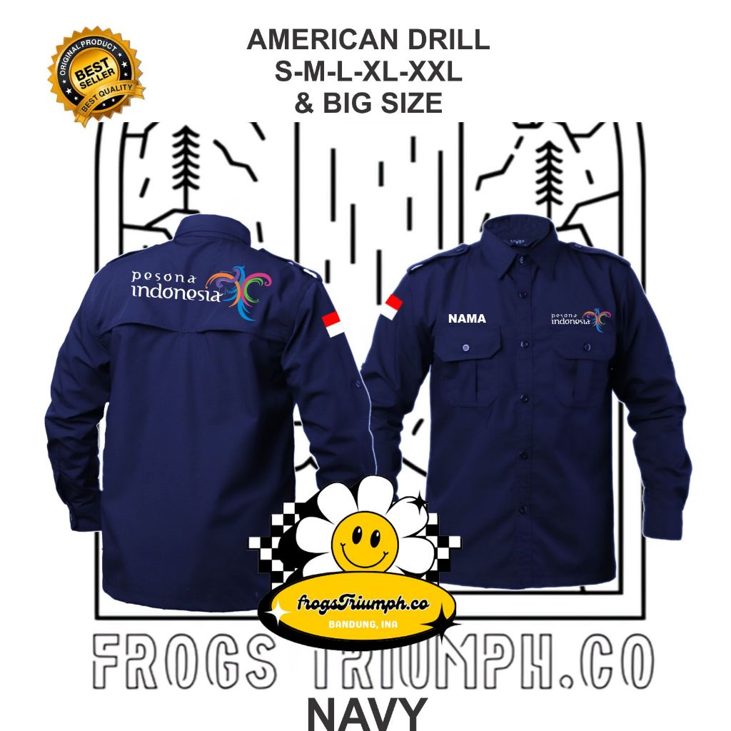 KEMEJA PDL PDH LENGAN PANJANG PESONA INDONESIA FREE DESIGN CUSTOM FULL BORDIR SATUAN