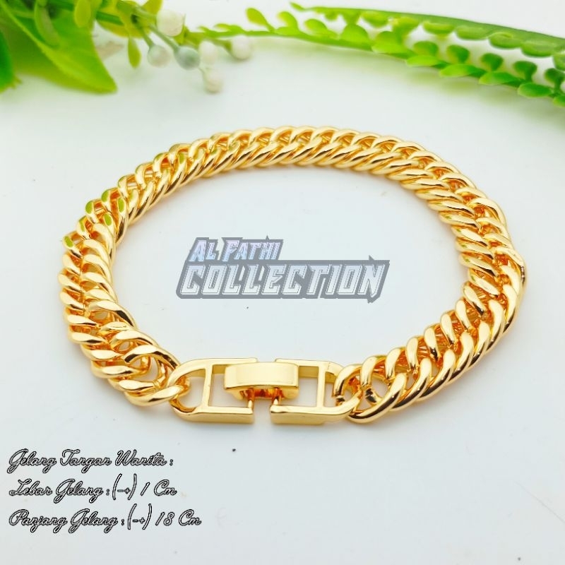 gelang tangan rantai pria dan wanita warna emas 18k