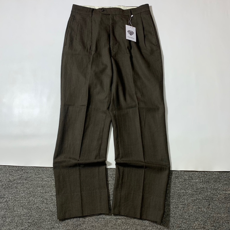 Japanese Soft Stripe Brown Trouser Wool Loose Fit MR696